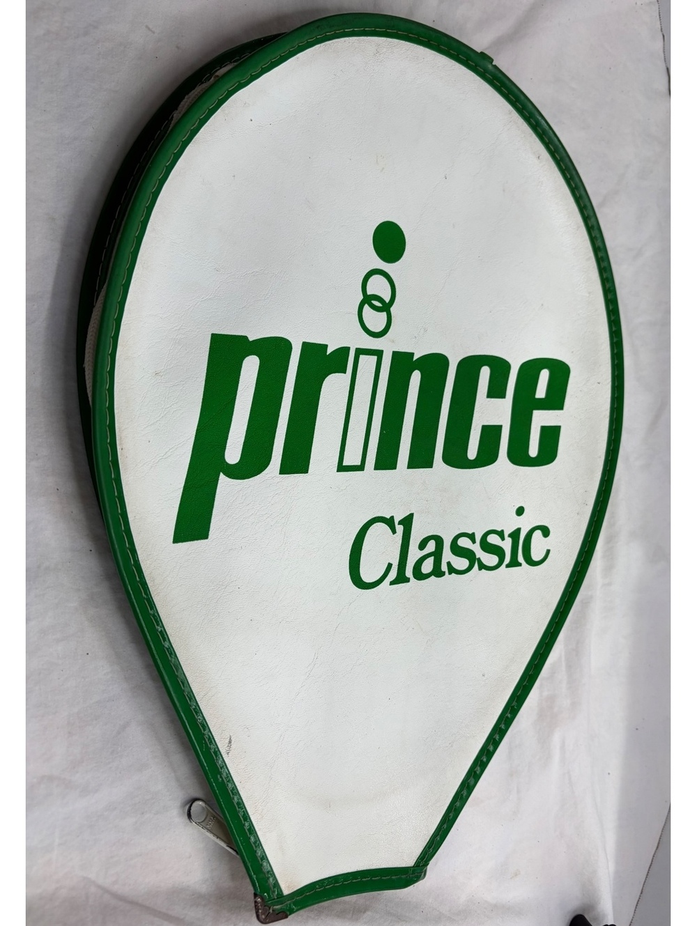 Vintage Prince Classic Tennis Racquet Cover Green White Zippered Retro Case
